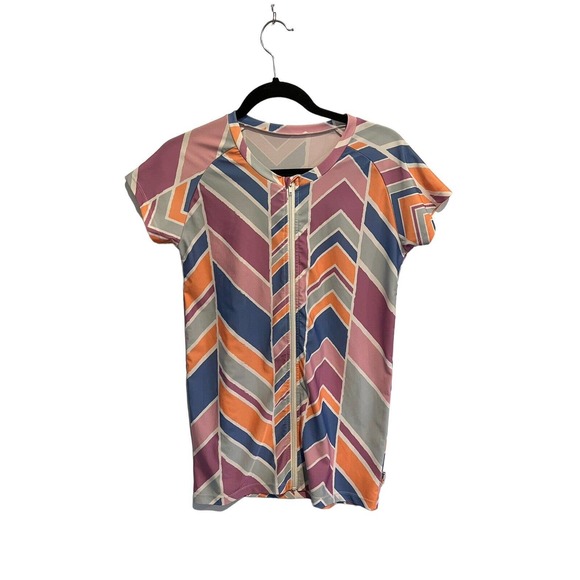 SWIMZIP Womens Rashguard Swim Top Cover Up Zip Front Sun Protection Sz Large - Picture 1 of 4